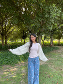 Cable Knit Bolero in Cream