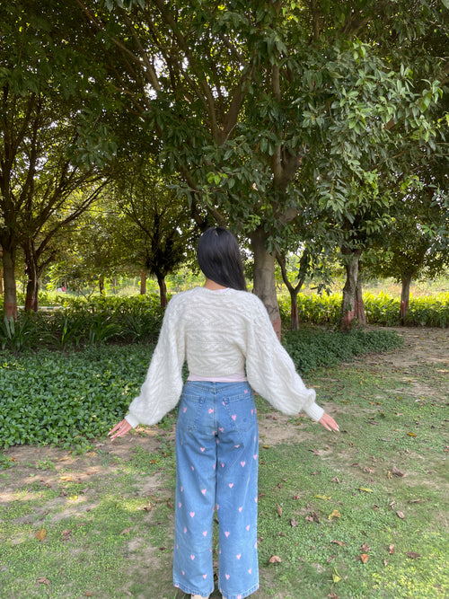 Cable Knit Bolero in Cream