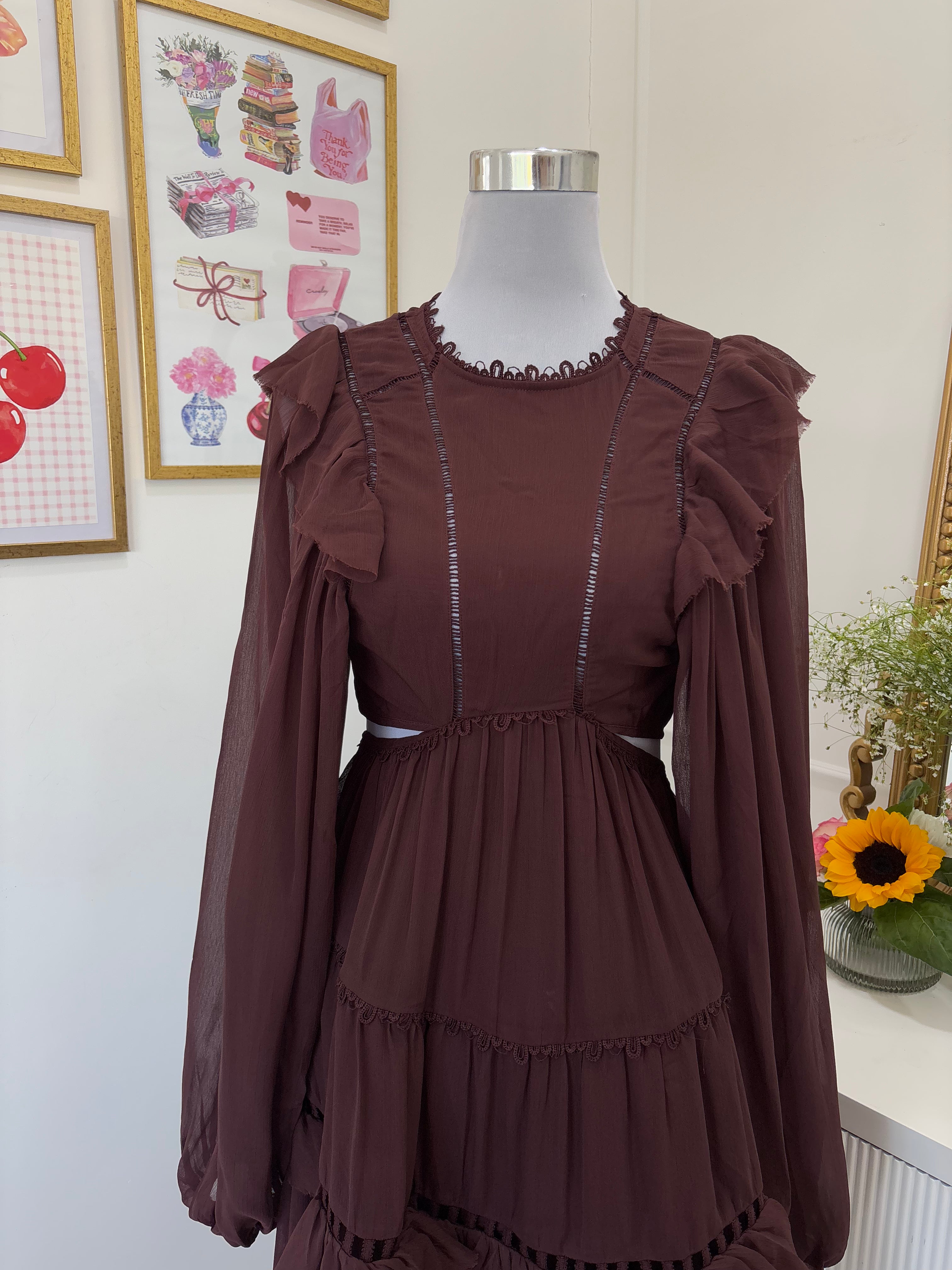 Burgundy Scallop Dress (S-M)