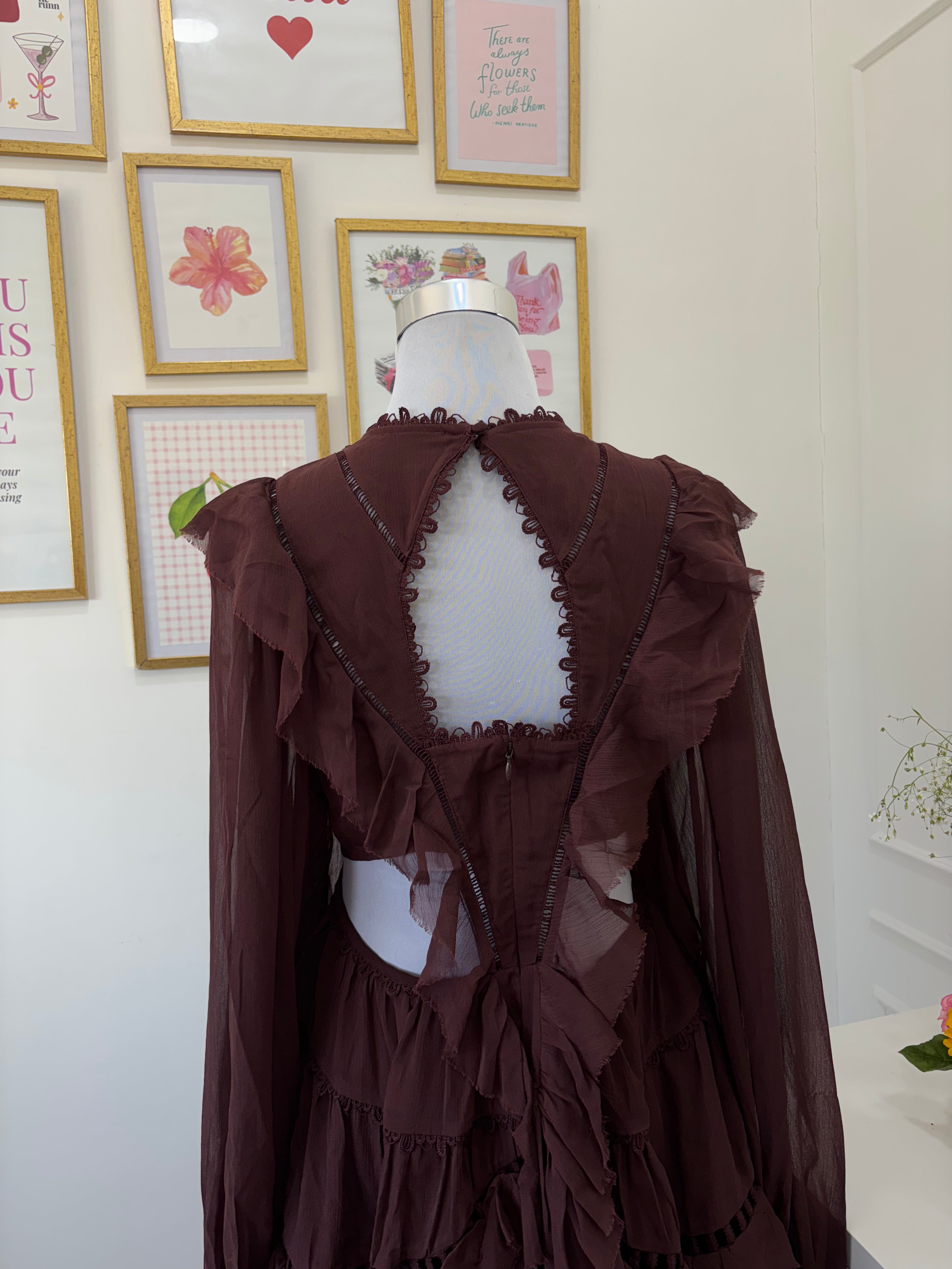 Burgundy Scallop Dress (S-M)
