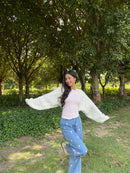 Cable Knit Bolero in Cream
