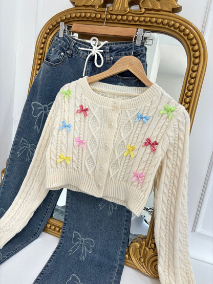 Eleanor Bow Applique Cardigan (Free Size)