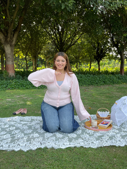 Cinched Cardigan in Blush