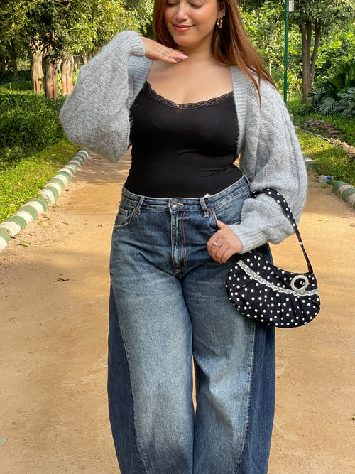 Cable Knit Bolero in Grey
