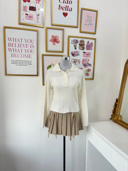 Angela Cable Knit Pullover in White (XS-XL)