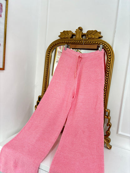 Pink Wide Leg Knit Pants (28-36)