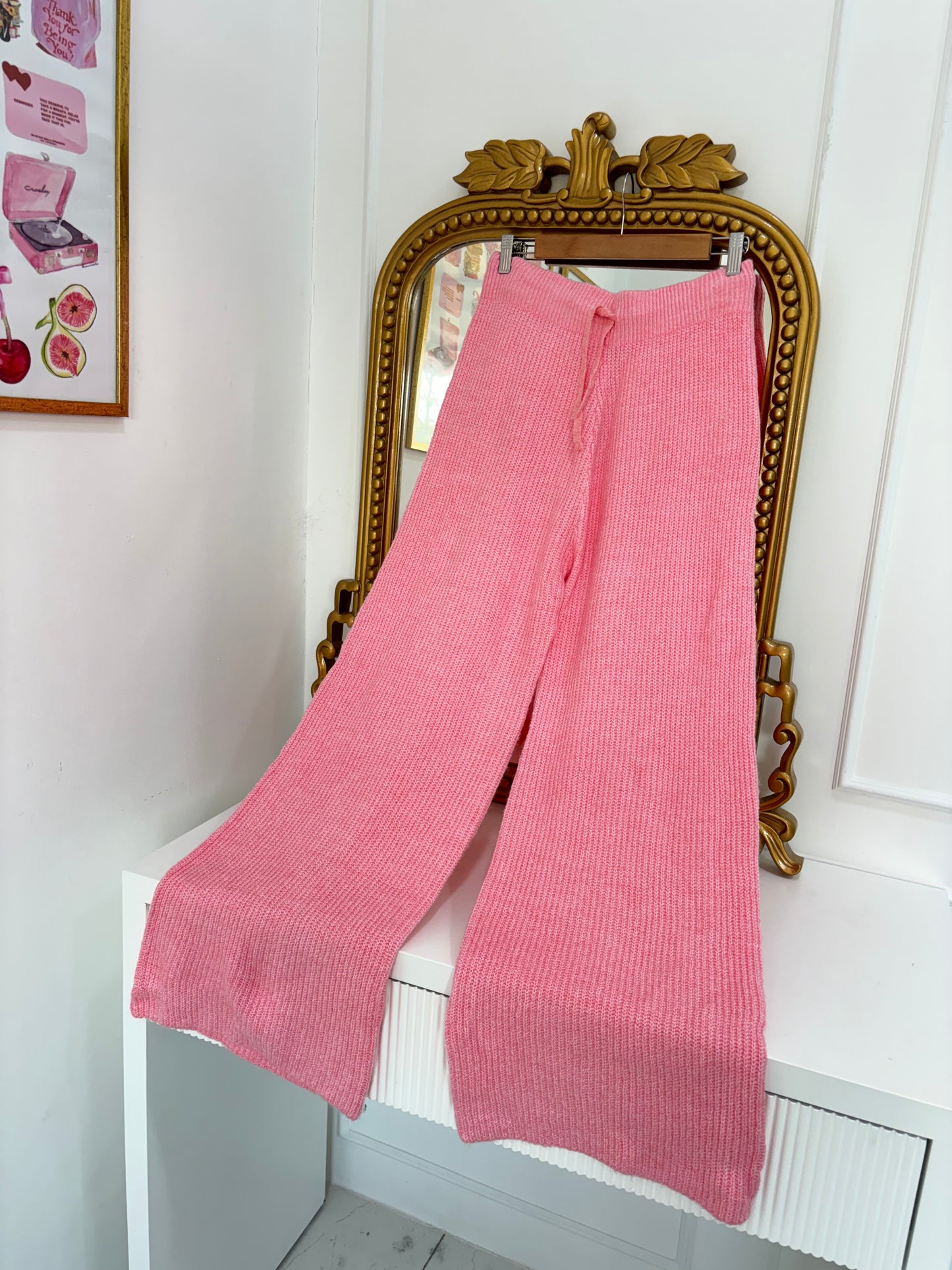 Pink Wide Leg Knit Pants (28-36)