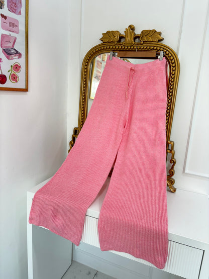 Pink Wide Leg Knit Pants (28-36)