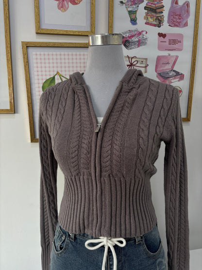 Isabelle Cable Knit Cardigan in Grey (S-2XL)