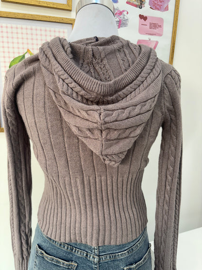 Isabelle Cable Knit Cardigan in Grey (S-2XL)