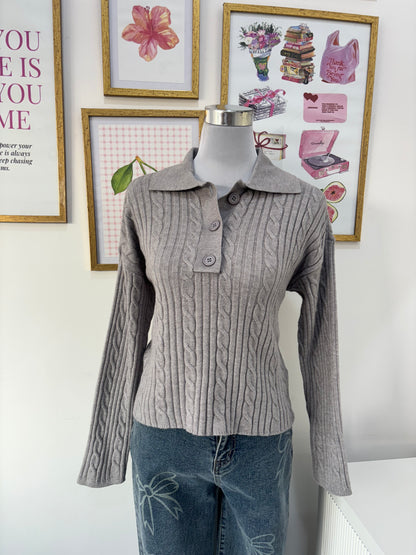 Angela Cable Knit Pullover in Grey (XS-XL)