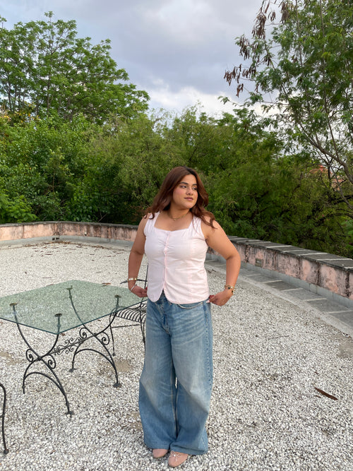 Gigi Linen Vest in Pink