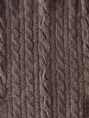 Fuzzy Cable-Knit Boat Neck Chunky Knit in Ashy Grey