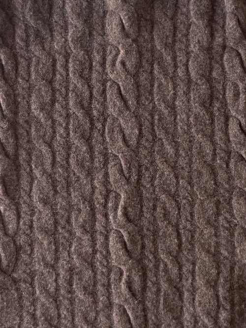 Fuzzy Cable-Knit Boat Neck Chunky Knit in Ashy Grey