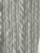 Fuzzy Cable-Knit Boat Neck Chunky Knit in Cream