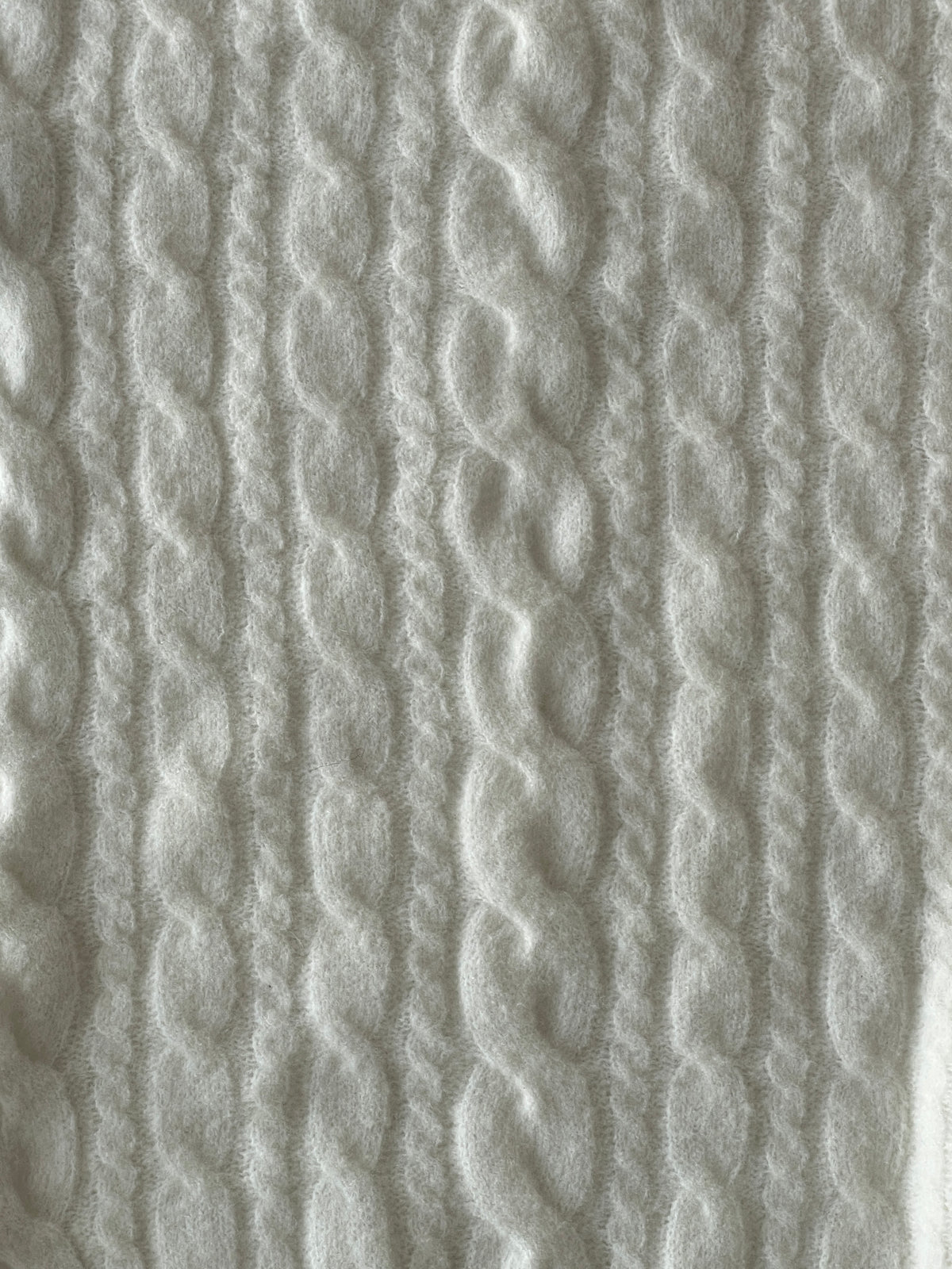 Fuzzy Cable-Knit Boat Neck Chunky Knit in Cream