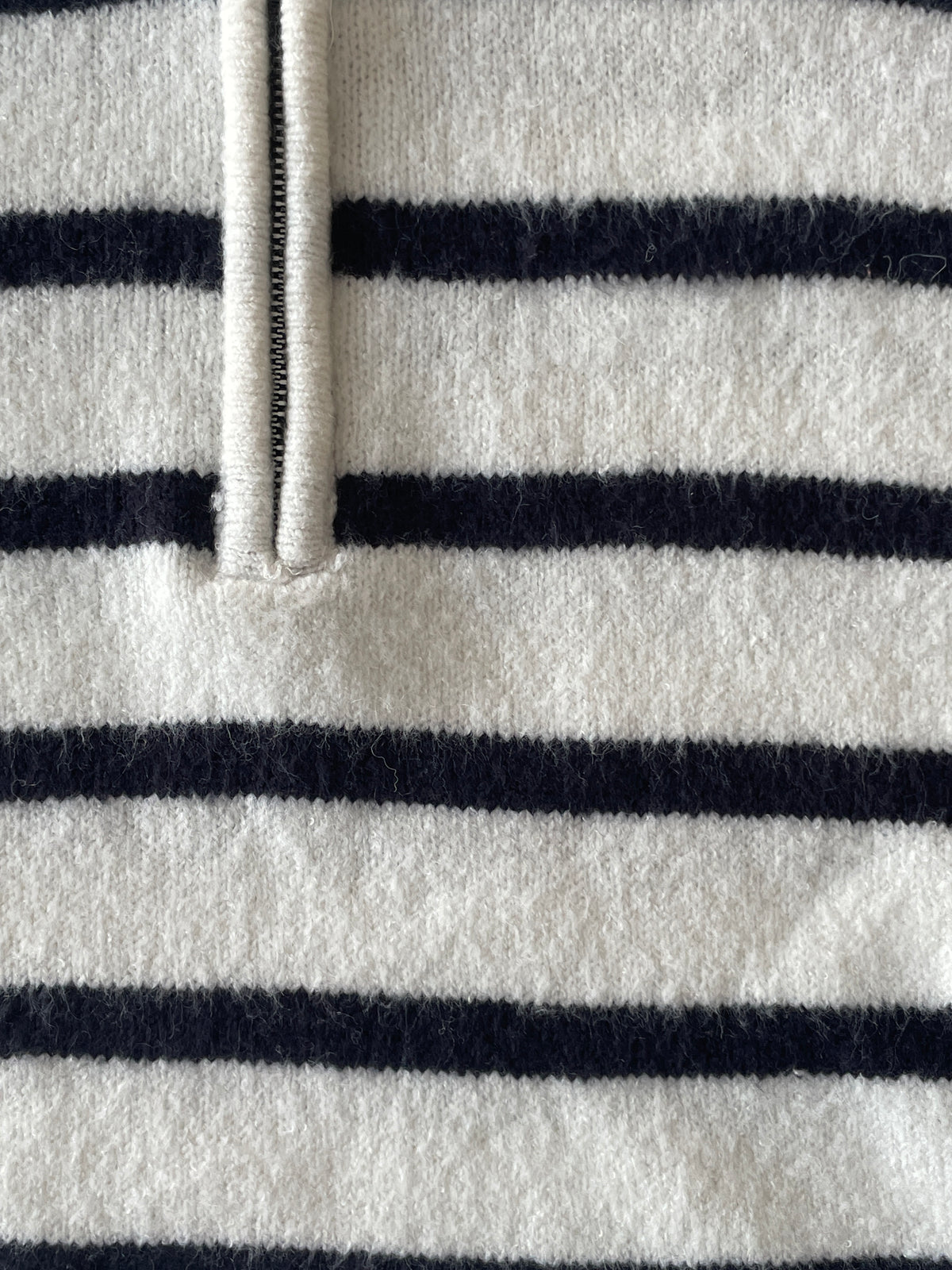 Collared Stripped Zipper Knit