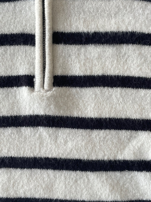 Collared Stripped Zipper Knit