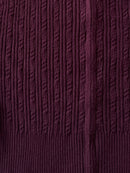 Cable Knit Zip Cardigan in Burgundy
