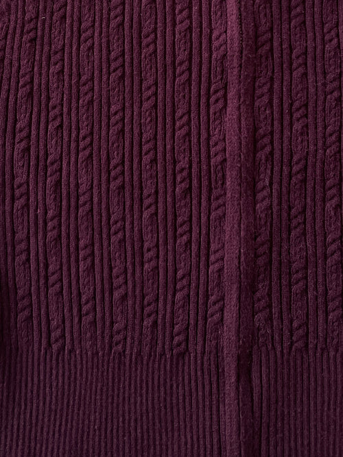 Cable Knit Zip Cardigan in Burgundy