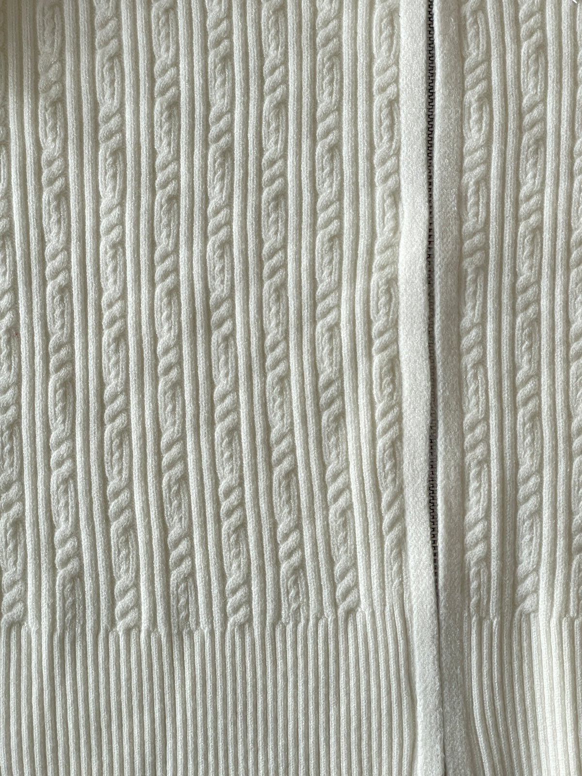 Cable Knit Zip Cardigan in Cream