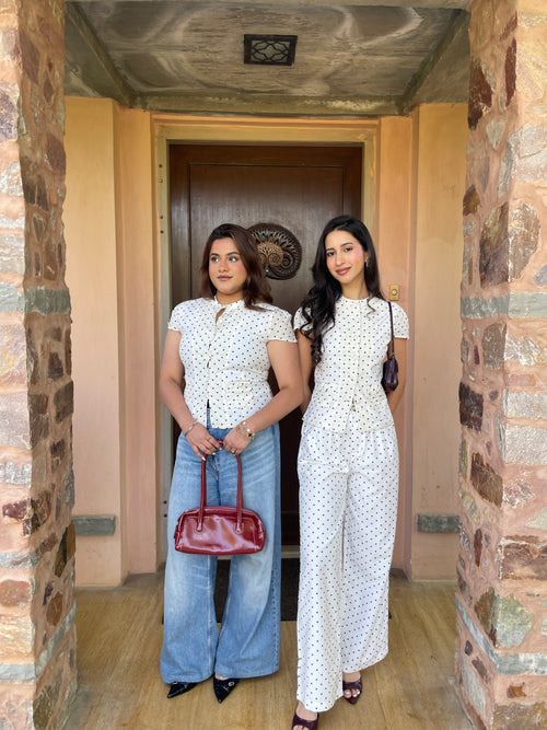 Hailey Shirt in White Polka Dot