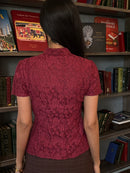 Mandarin Lace Top in Burgundy