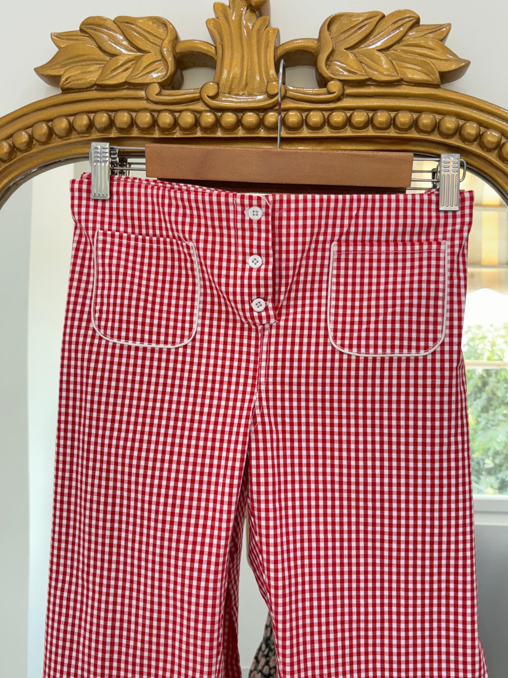 Gingham Button Capri Pants (3234) Rerunn