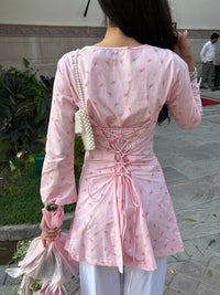 Pari Cotton Lace Kurti in Pink