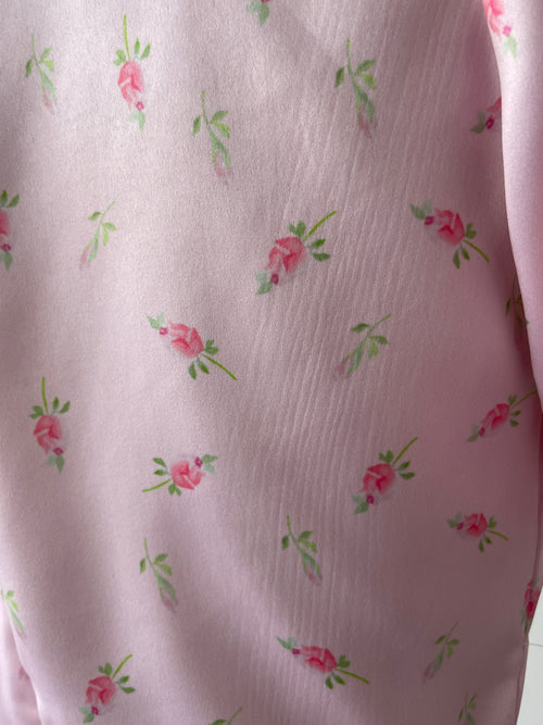Lucine Satin Dress in Pink Floral - SAMPLE