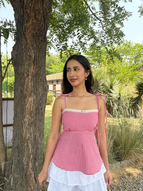 Lucy Top in Red Gingham