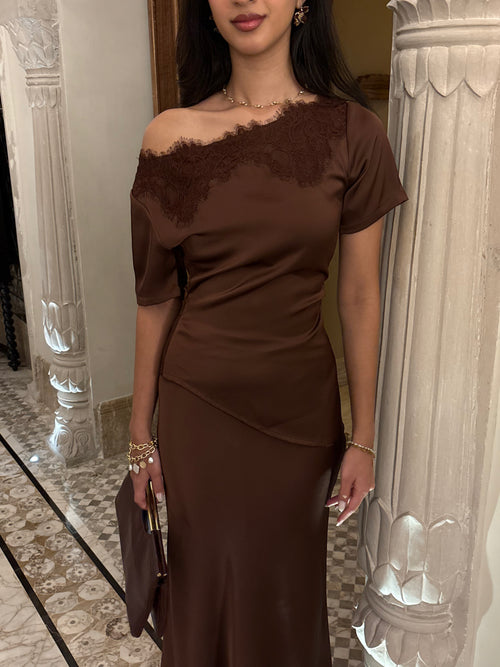 Camille Lace Top in Espresso