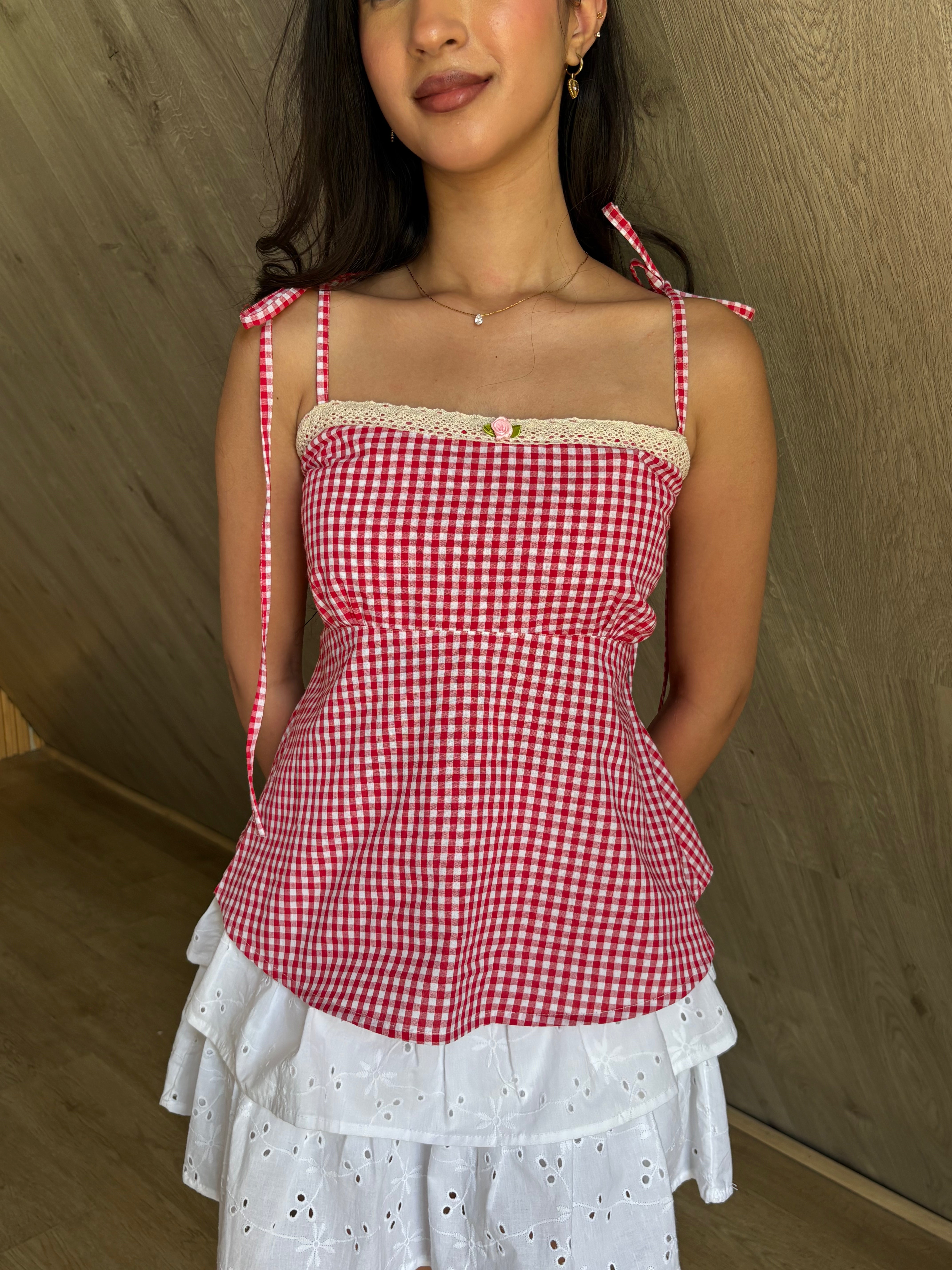 Lucy Top in Red Gingham