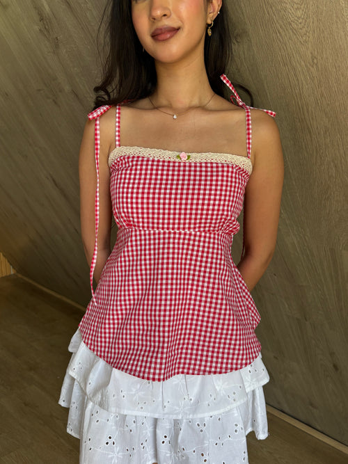 Lucy Top in Red Gingham