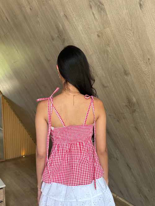 Lucy Top in Red Gingham