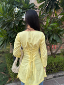 Pari Cotton Lace Kurti in Butter Yellow