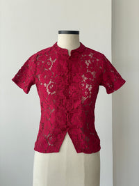 Lace Top in Crimson - SAMPLE