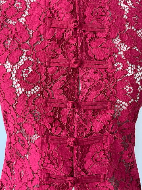 Lace Top in Crimson - SAMPLE