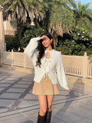 Cozy Tie-Up Cardigan in Cream