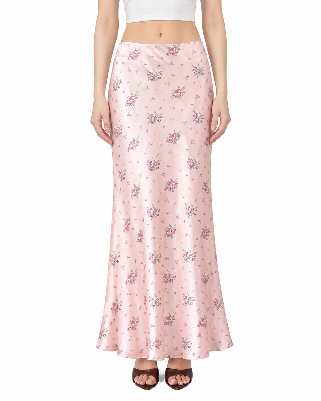 Celine Satin Skirt in Floral - SAMPLE