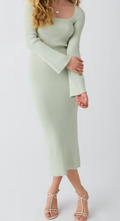 Amour Square Neck Dress in Pistachio (XS-M)