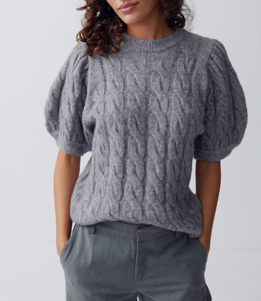 Amelie Cable Knit Pullover in Grey (S-3XL)