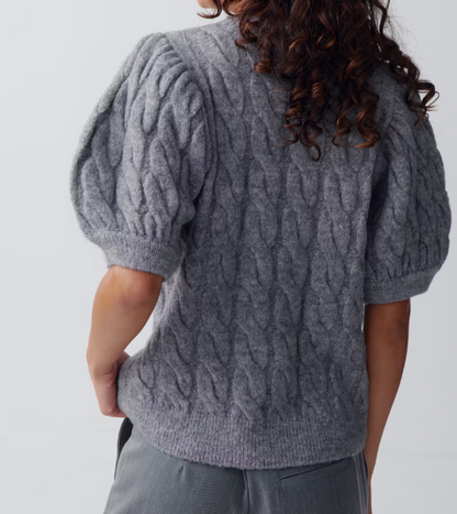 Amelie Cable Knit Pullover in Grey (S-3XL)