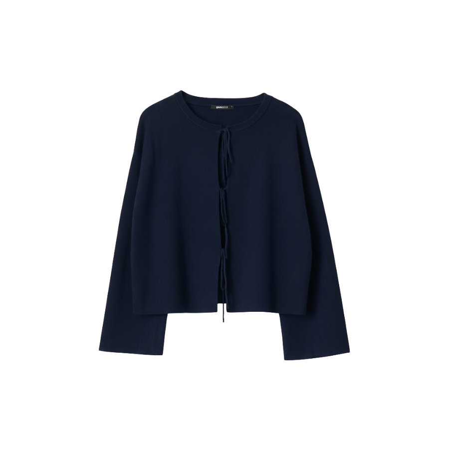 Vivi Tie-Up Cardigan in Navy Blue