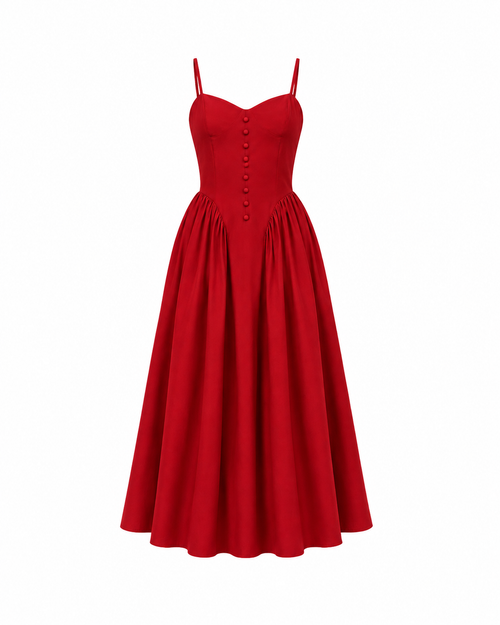 Rosalina Corset Princess Dress in Crimson - SAMPLE
