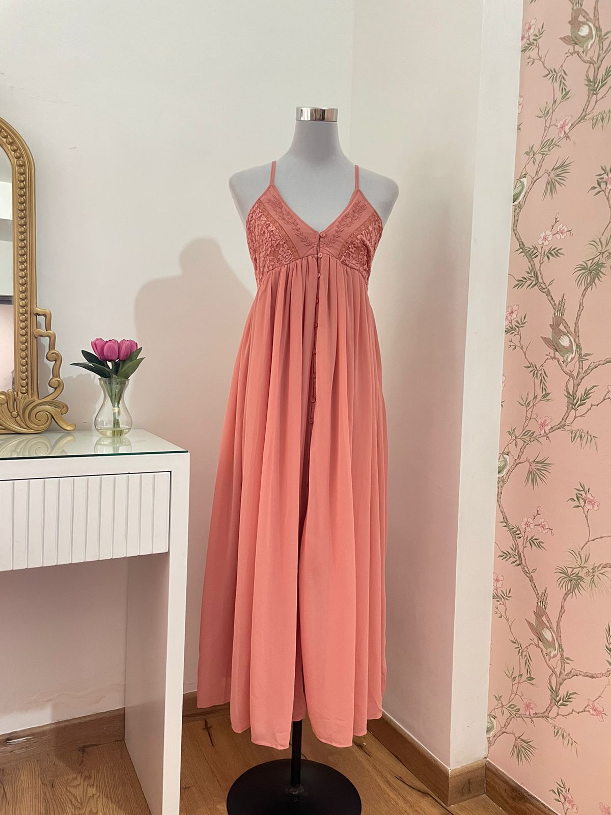 Peach Embroidered Dress (M-XL)