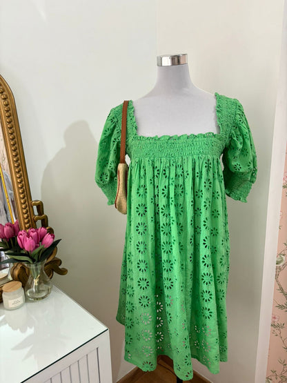 Emerald Eyelet Dress (XS-L)