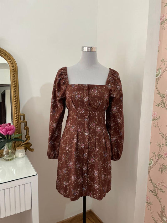 Brown Floral Dress (S-M)