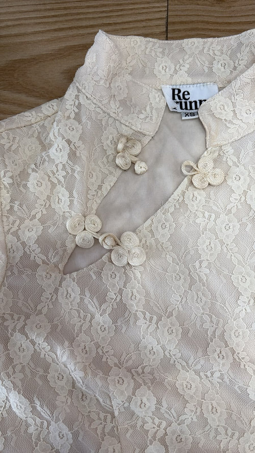 Mandarin Lace Top in Cream - REVIVED FINDS