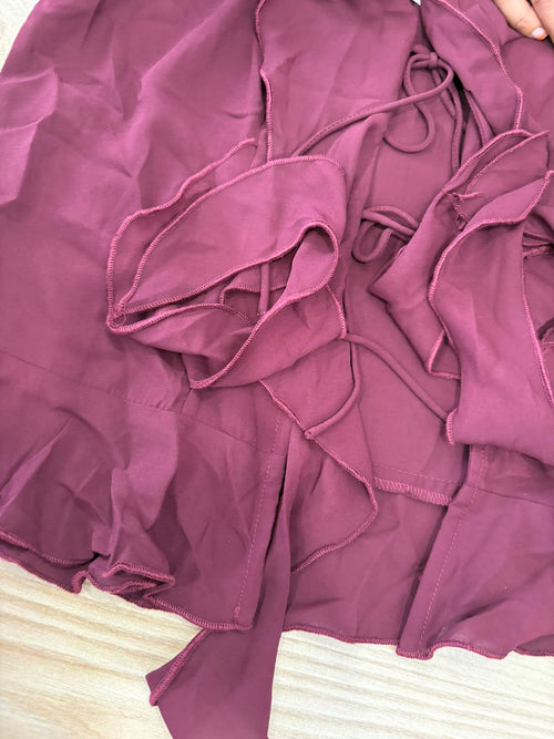 Juliette Ruffle Top in Burgundy - REVIVED FINDS